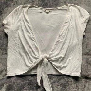 GARAGE WHITE TIE FRONT SHORT SLEEVE TOP XS